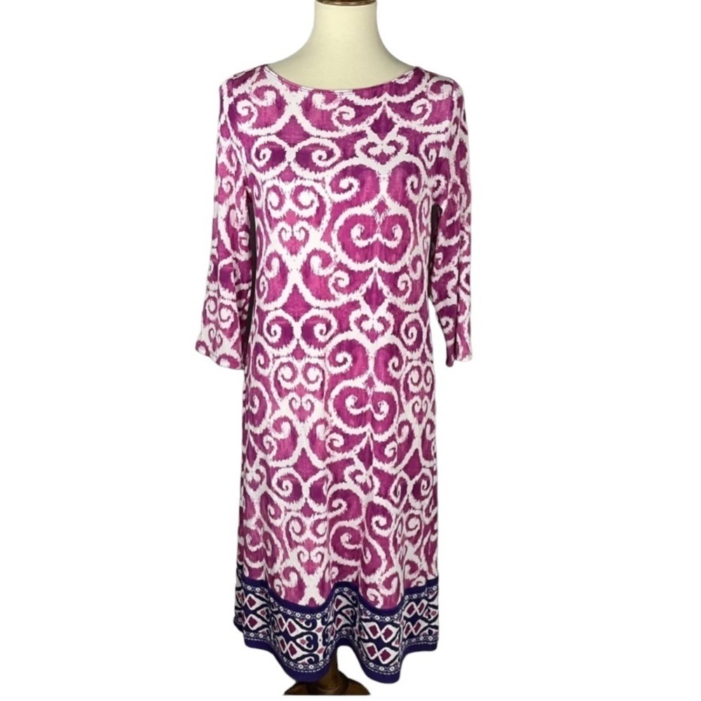 Chicos Travelers Scroll Print Midi Sheath Dress Chico’s 1 petite (US 8 petite)